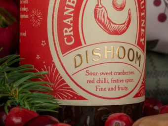 Label of the Month–November 2025: Dishoom Chutney Jar Label with Foil and Emboss