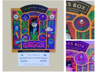Invisible ink whisky label printing for Compass Box Gagga